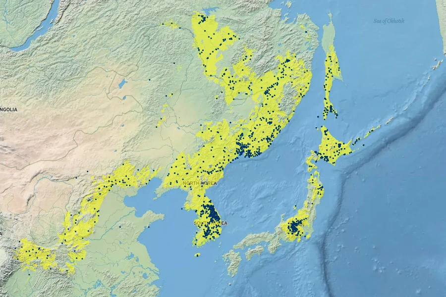 Schisandra chinensis Native Range