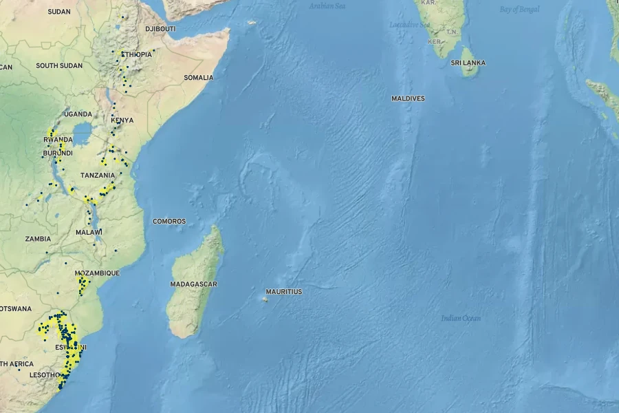 Schrebera alata Native Range