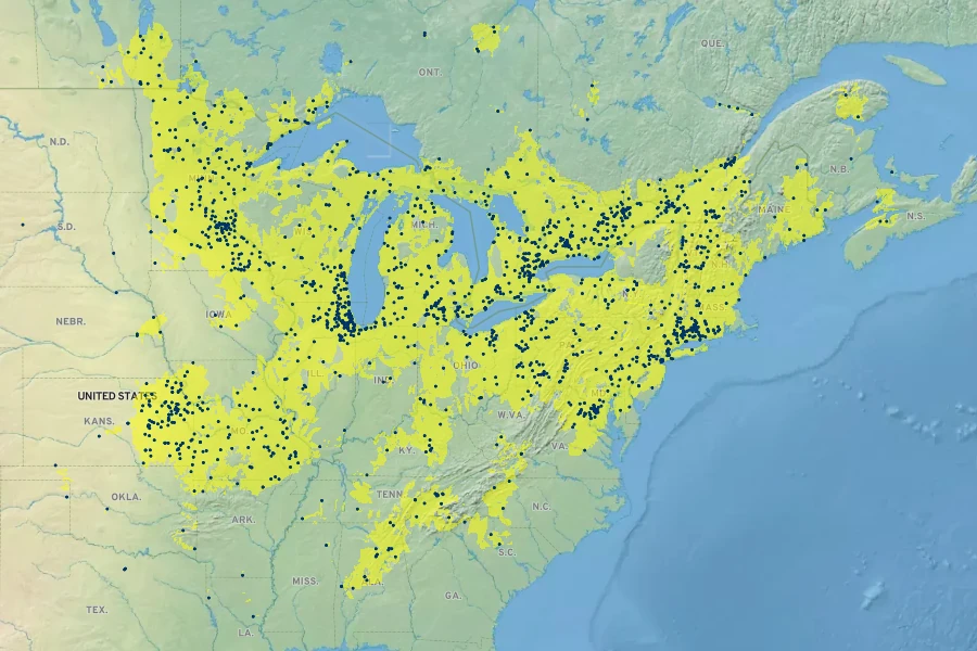 Scirpus atrovirens Native Range