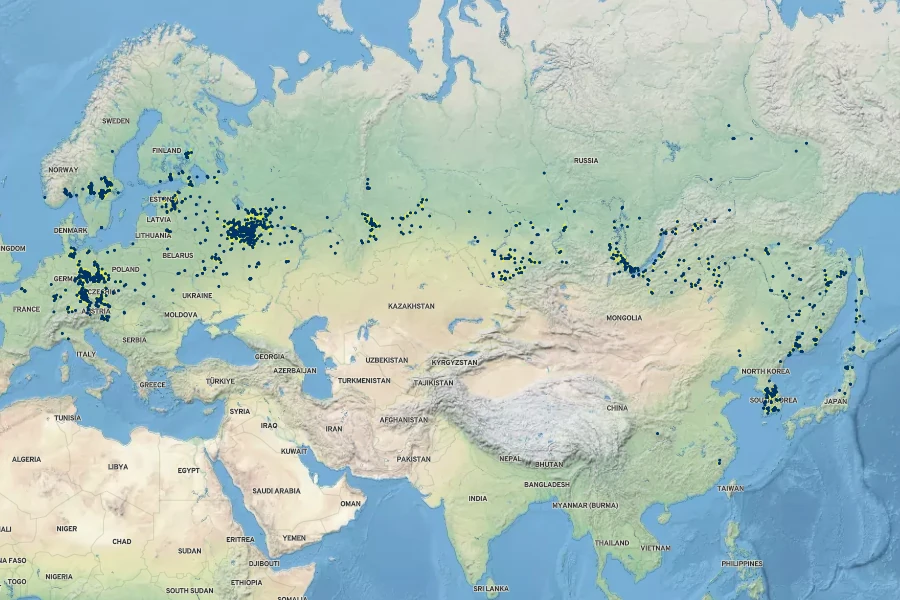 Scirpus radicans Native Range
