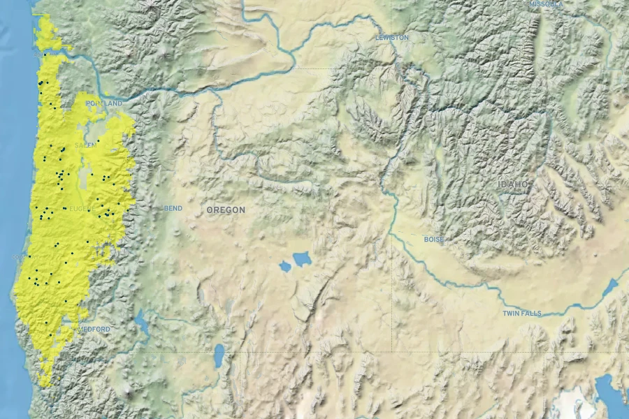 Scoliopus hallii Native Range