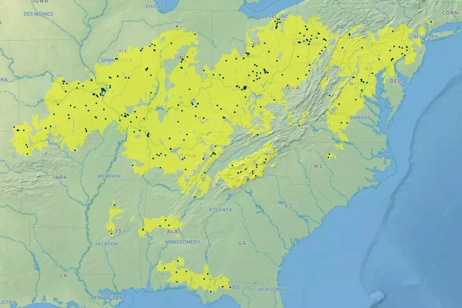 Scutellaria incana Native Range