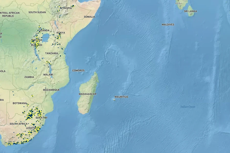 Searsia pyroides Native Range