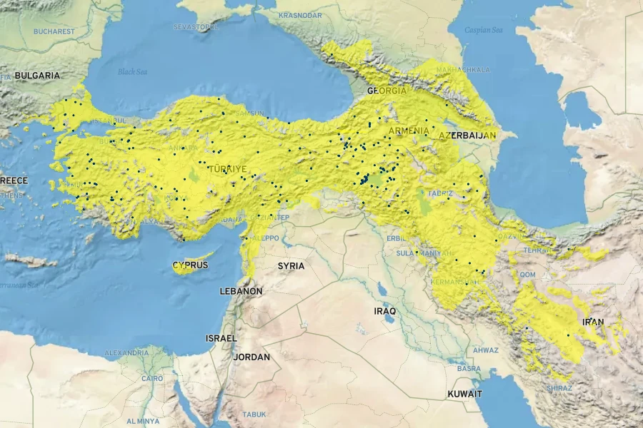 Secale cereale Native Range