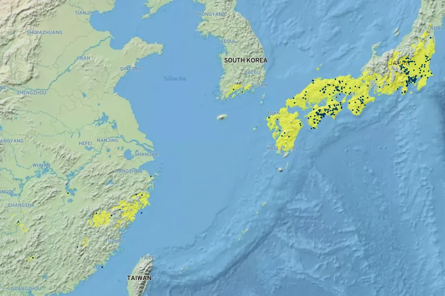 Sedum makinoi Native Range