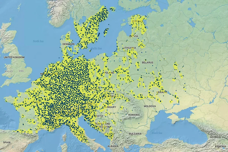 Sedum sexangulare Native Range