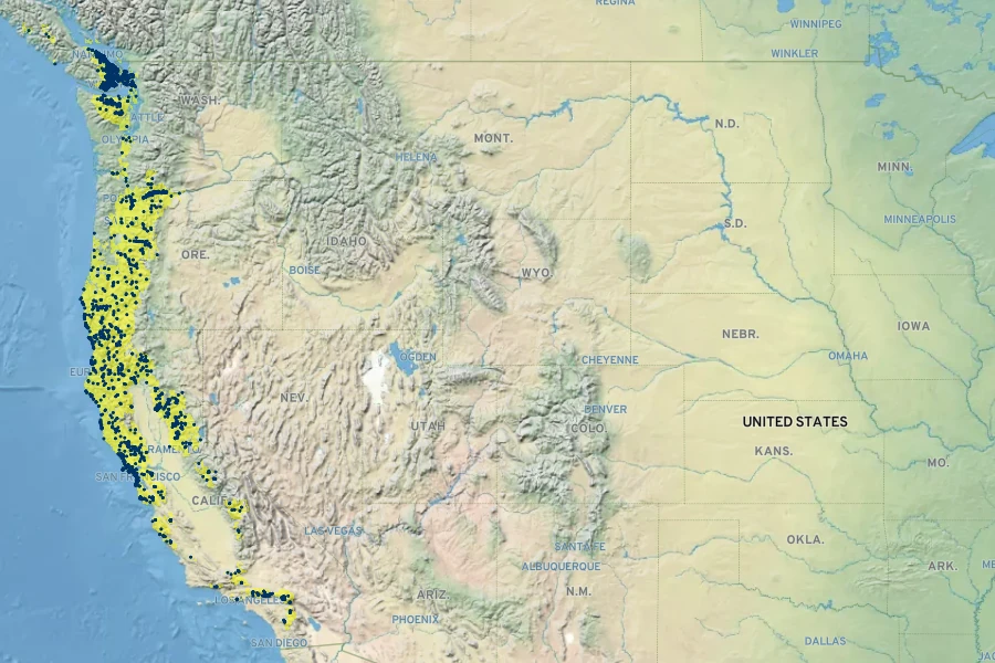 Sedum spathulifolium Native Range
