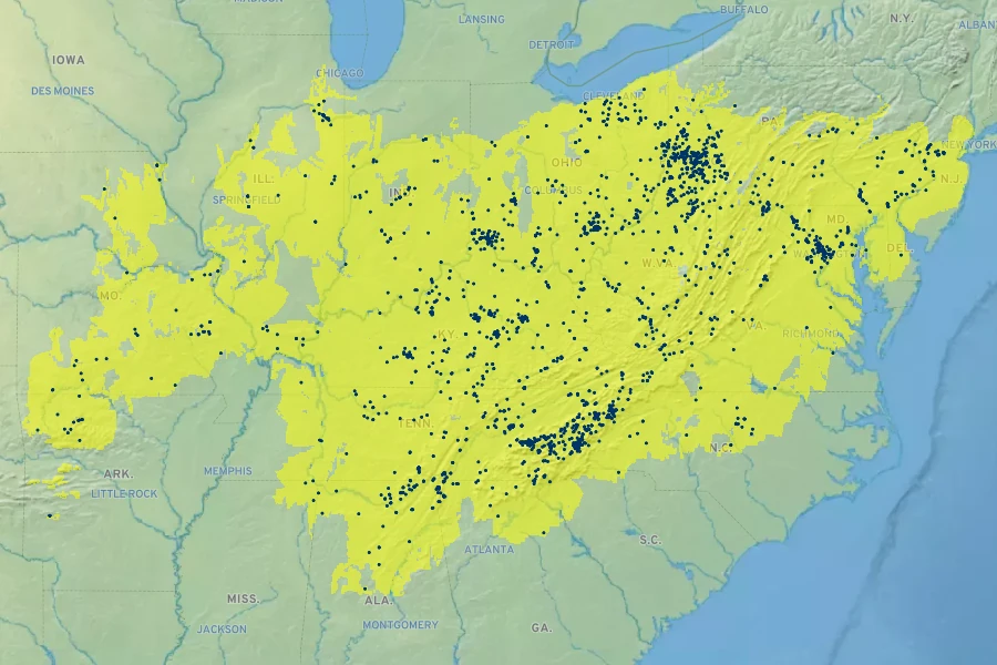 Sedum ternatum Native Range