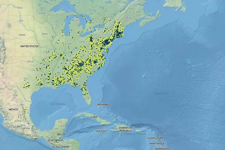 Selaginella apoda Native Range