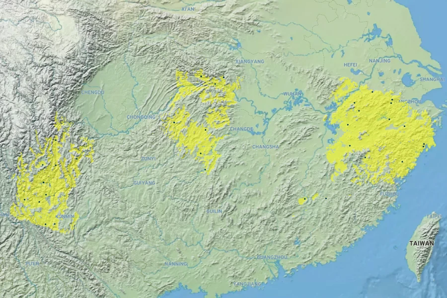 Selaginella braunii Native Range