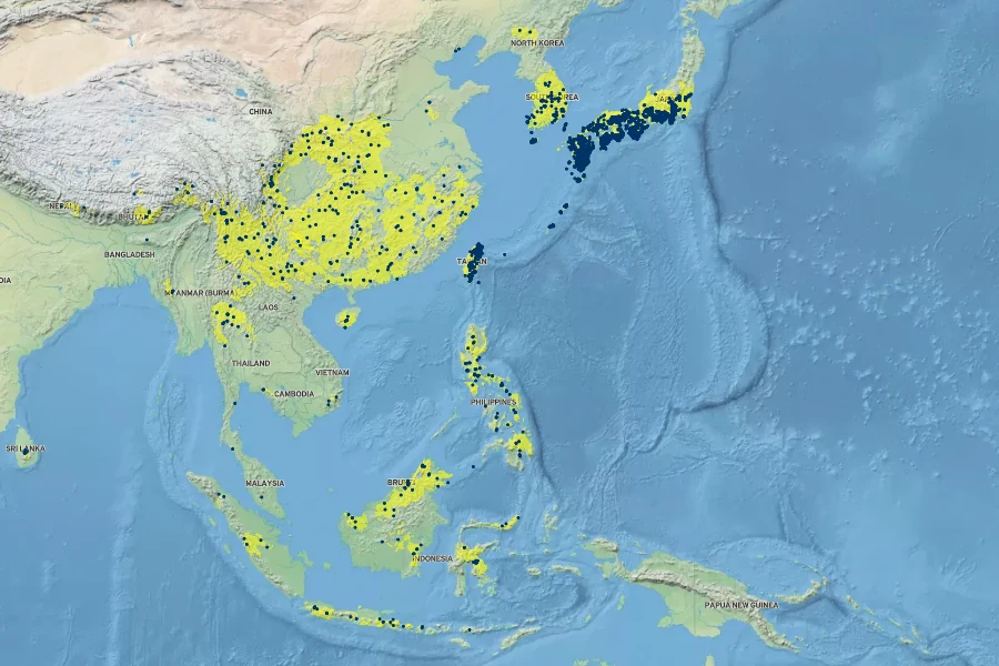 Selaginella involvens Native Range