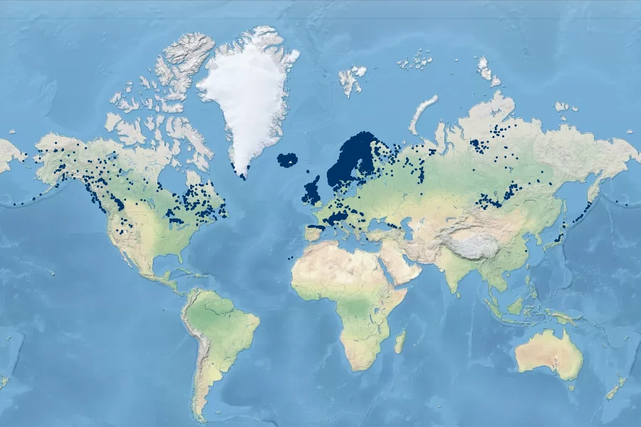 Selaginella selaginoides Native Range