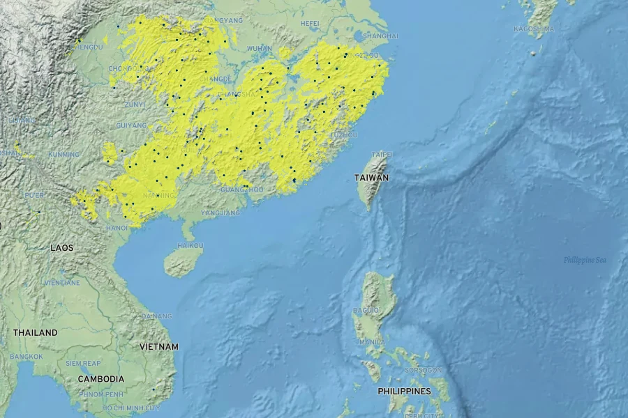 Selaginella uncinata Native Range
