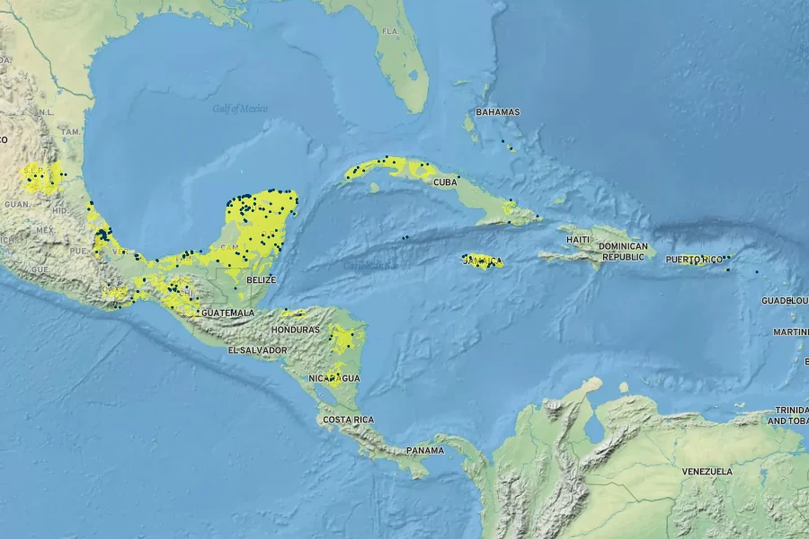 Selenicereus grandiflorus Native Range