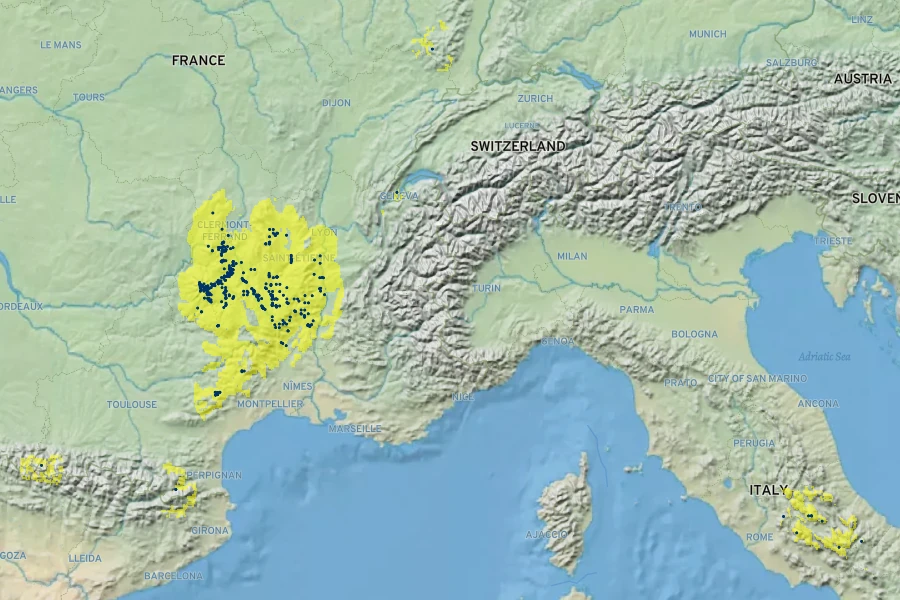 Sempervivum tectorum var. arvernense Native Range