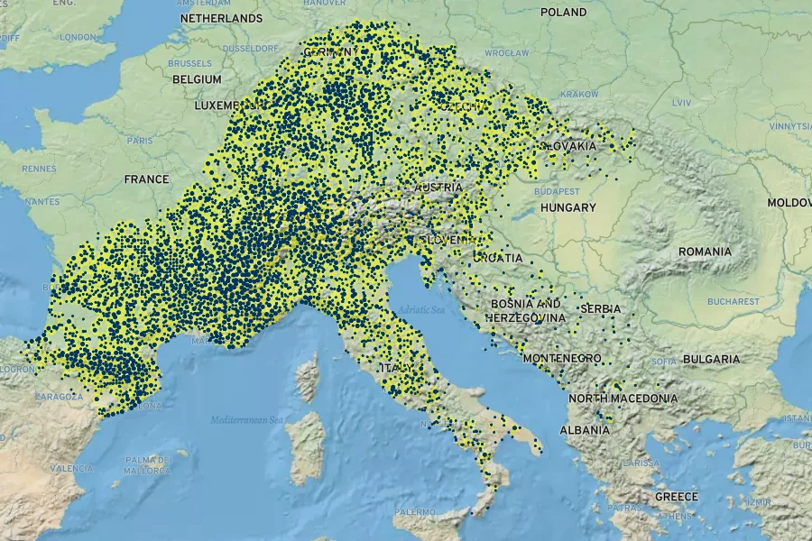 Sempervivum tectorum Native Range