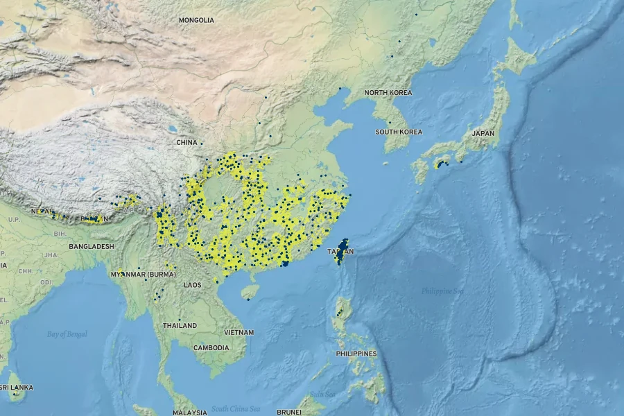 Senecio scandens Native Range