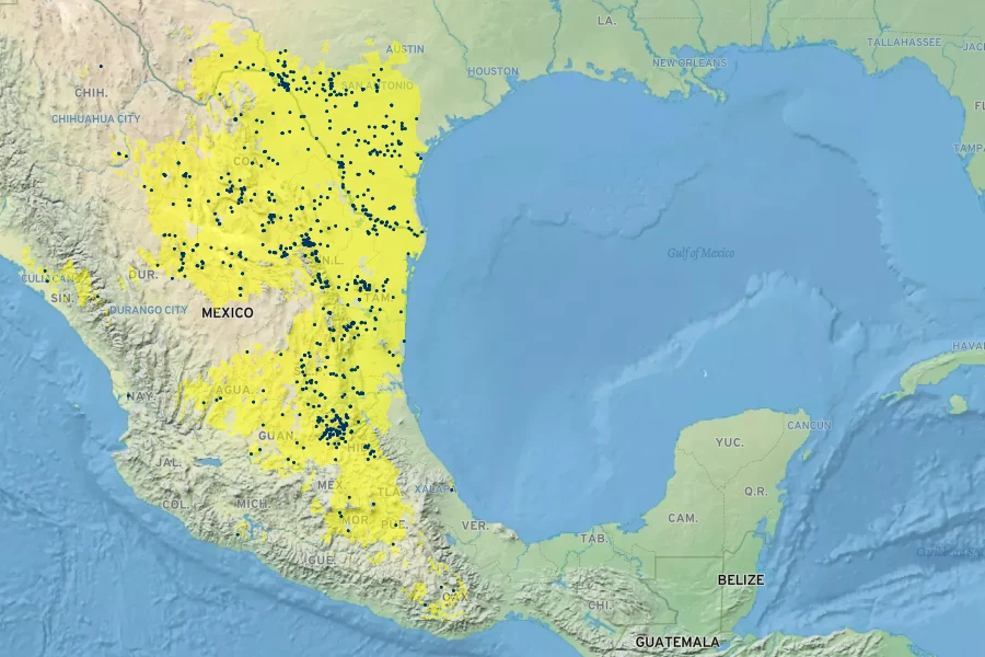 Senegalia berlandieri Native Range