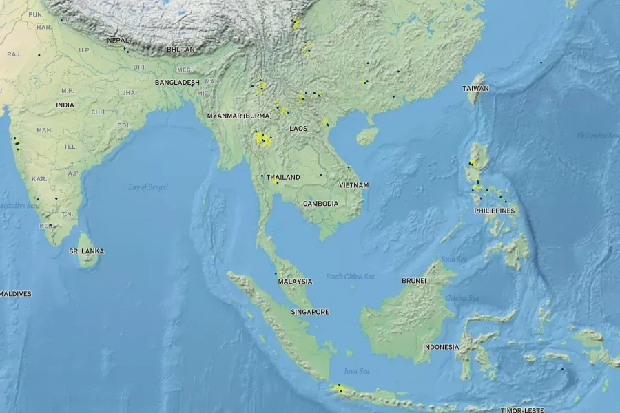 Senegalia rugata Native Range