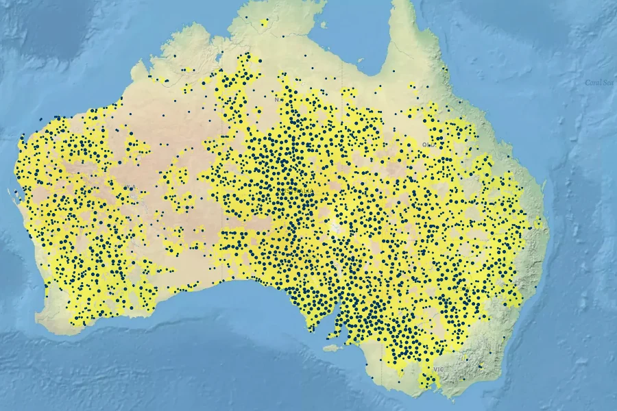 Senna artemisioides Native Range