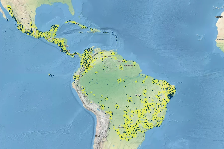 Senna obtusifolia Native Range