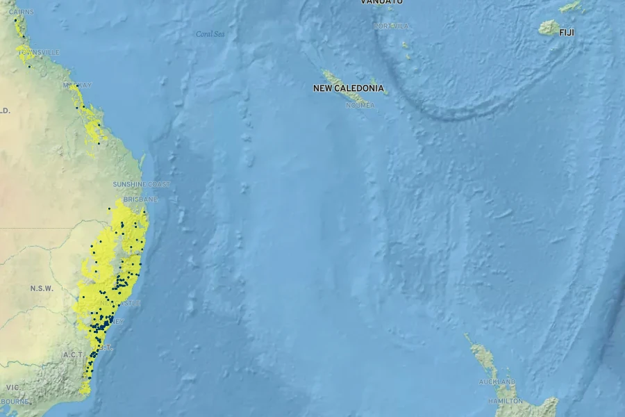 Senna odorata Native Range