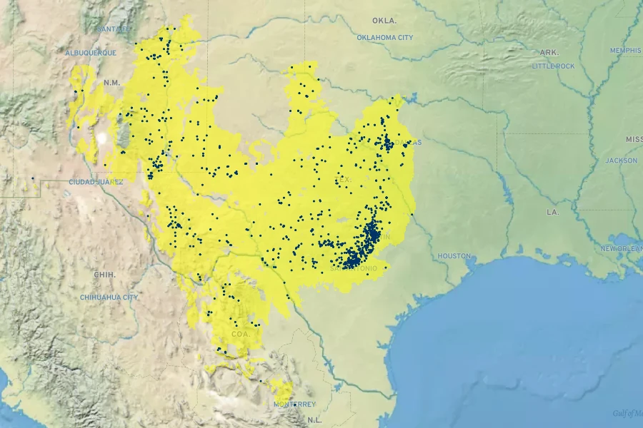 Senna roemeriana Native Range