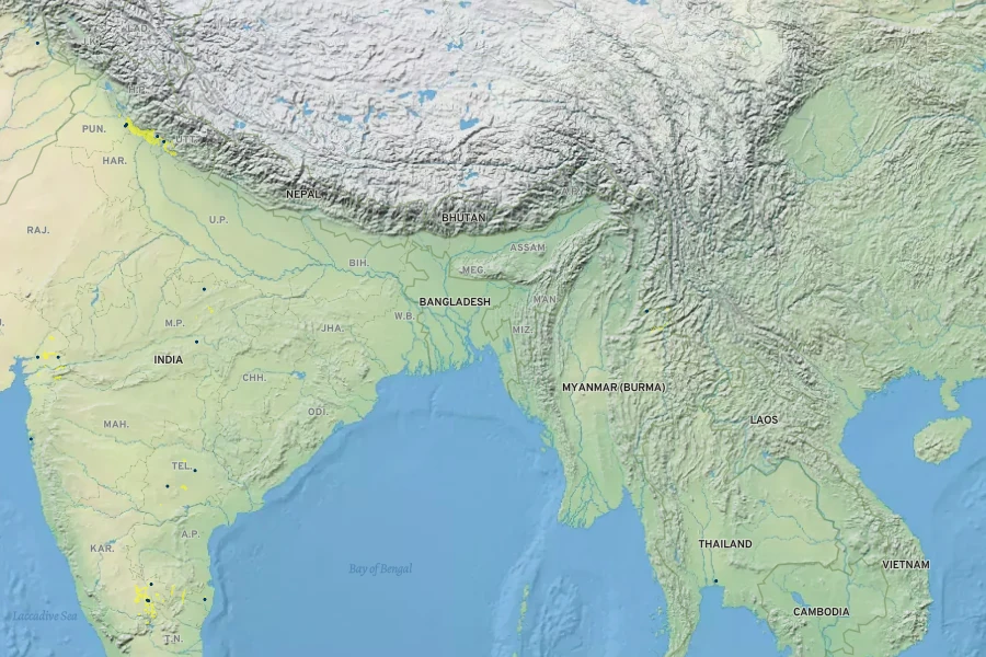 Senna sulfurea Native Range