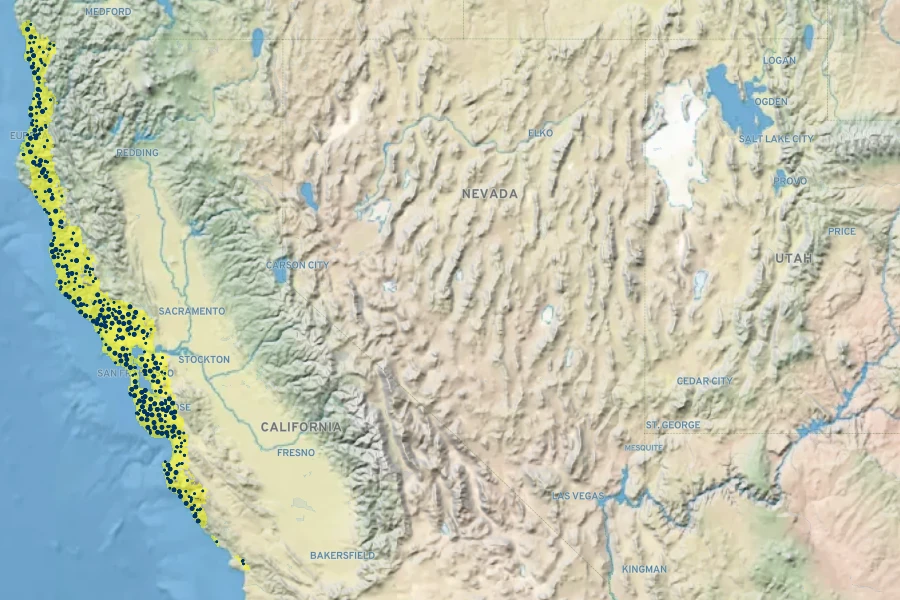 Sequoia sempervirens Native Range