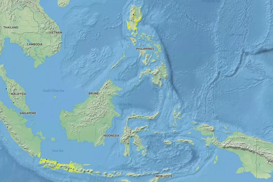 Sesbania grandiflora Native Range