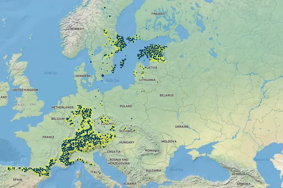 Sesleria caerulea Native Range