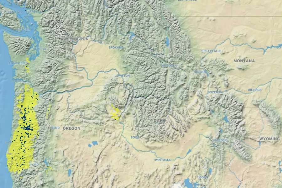 Sidalcea asprella subsp. virgata Native Range