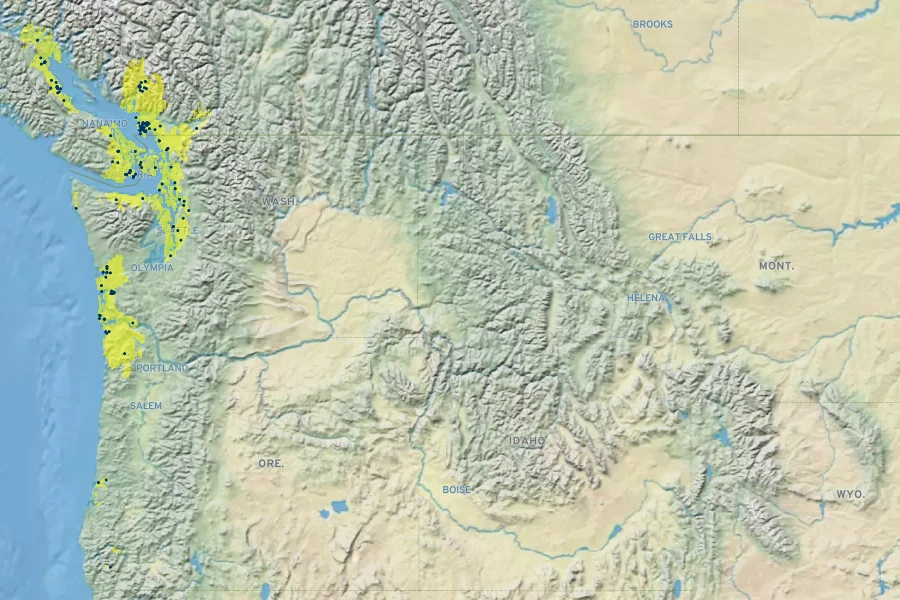 Sidalcea hendersonii Native Range