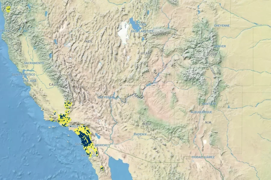 Sidalcea sparsifolia Native Range