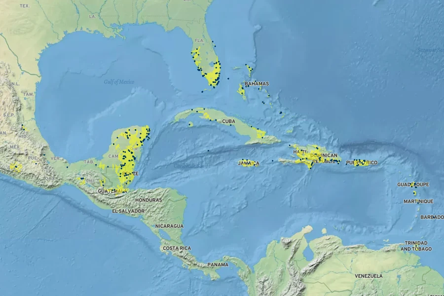 Sideroxylon foetidissimum Native Range