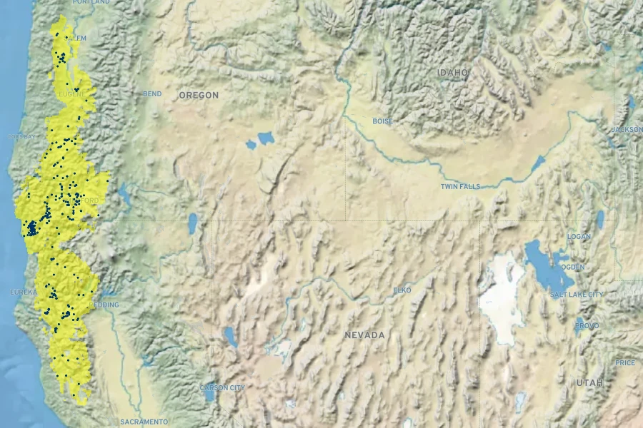 Silene hookeri Native Range