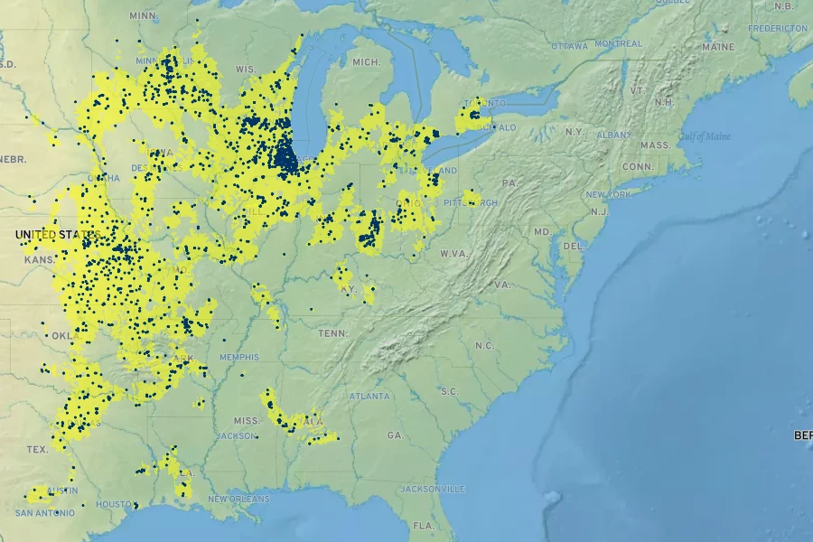 Silphium laciniatum Native Range
