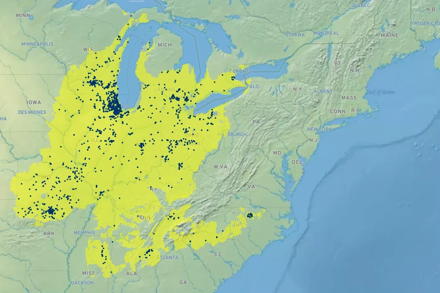Silphium terebinthinaceum Native Range