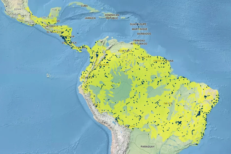 Simarouba amara Native Range