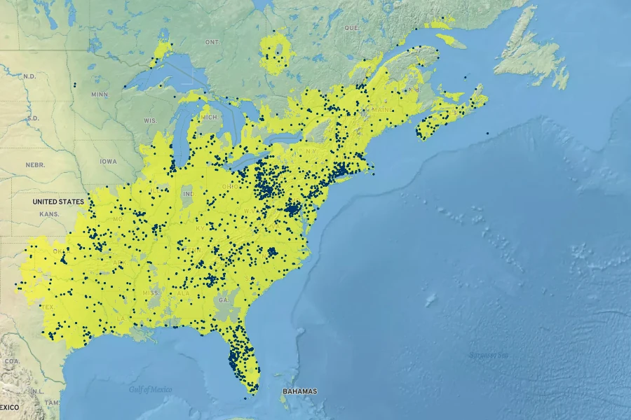 Sisyrinchium angustifolium Native Range
