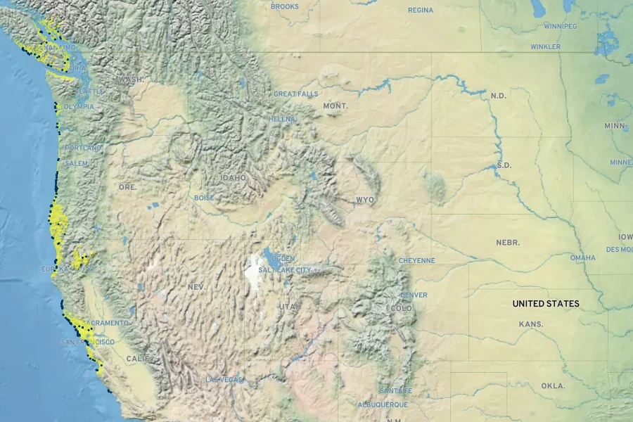 Sisyrinchium californicum Native Range
