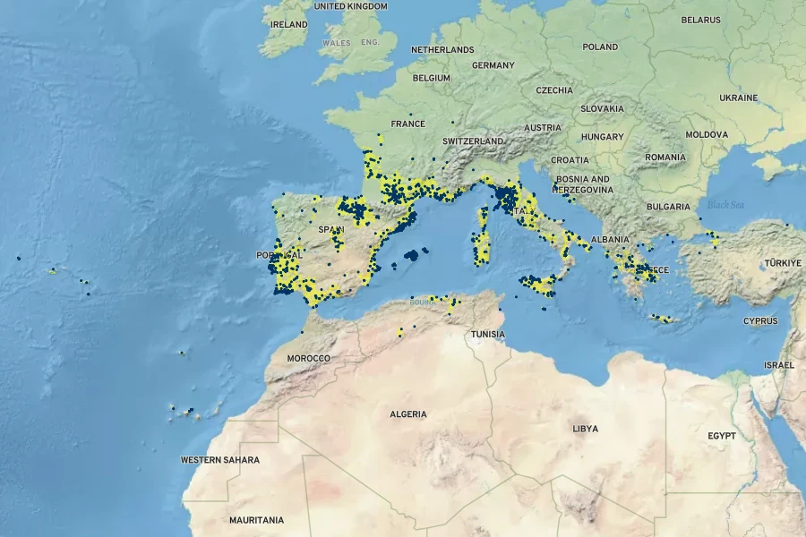 Sixalix atropurpurea Native Range