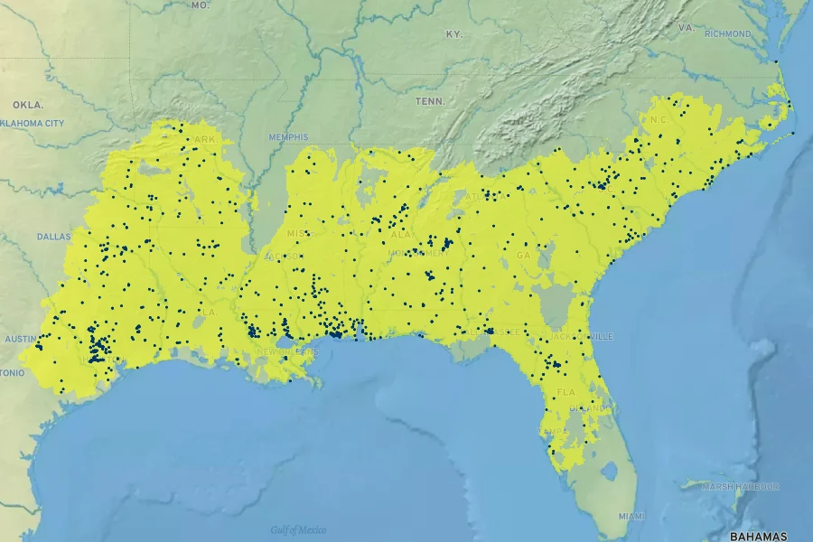 Smilax maritima Native Range