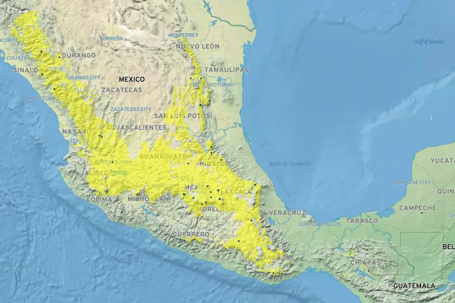 Solandra guttata Native Range
