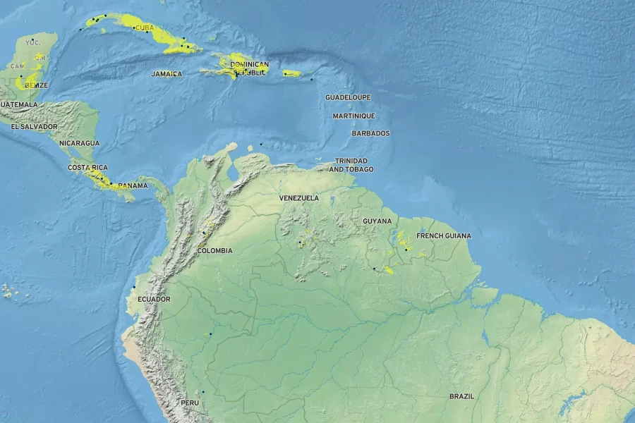 Solandra longiflora Native Range