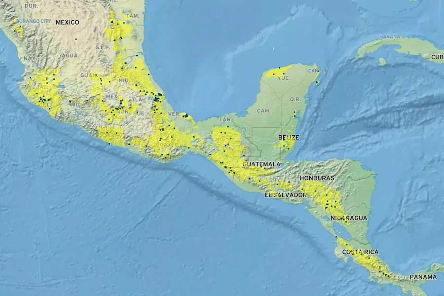 Solandra maxima Native Range