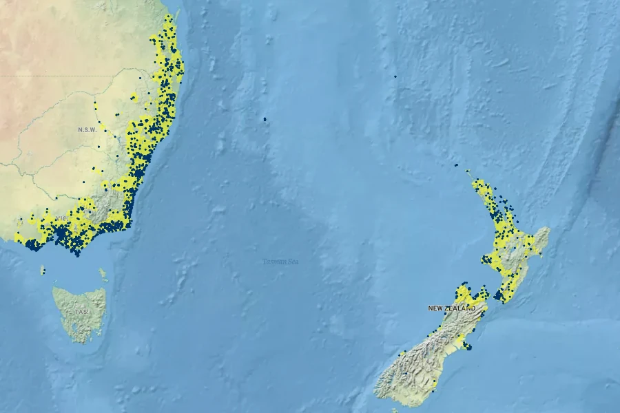 Solanum aviculare Native Range