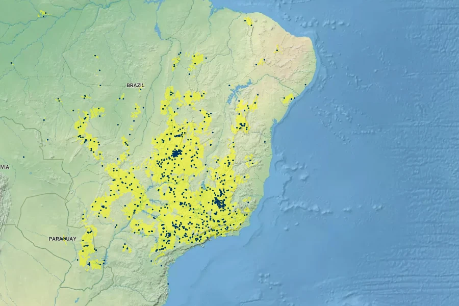 Solanum lycocarpum Native Range