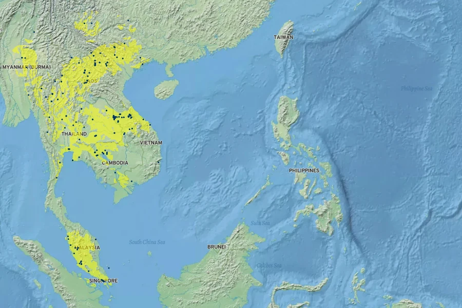 Solanum melongena Native Range