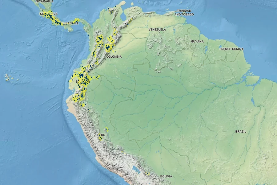 Solanum quitoense Native Range